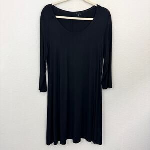 Garnet Hill Womens Knit Trapeze Dress Size M Viscose Stretch Minimal Black